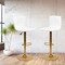 Flash Furniture Modern White Vinyl Adjustable Bar Stool with Back, Counter Height Swivel Stool with Gold Pedestal Base, Set of 2
